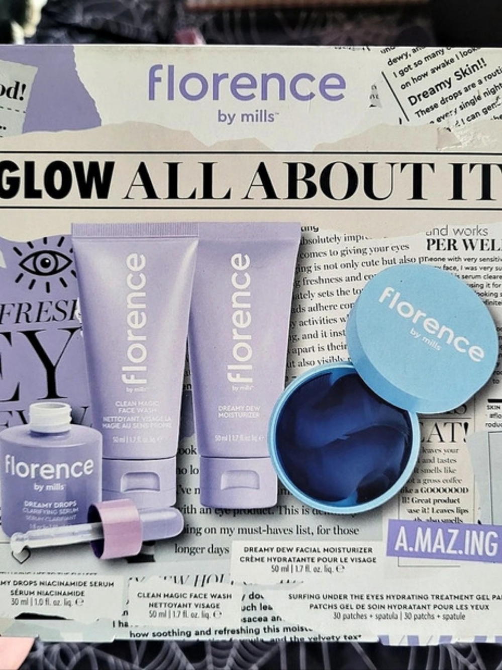 florence by mills Glow All About It Gift Set Purple & Blue